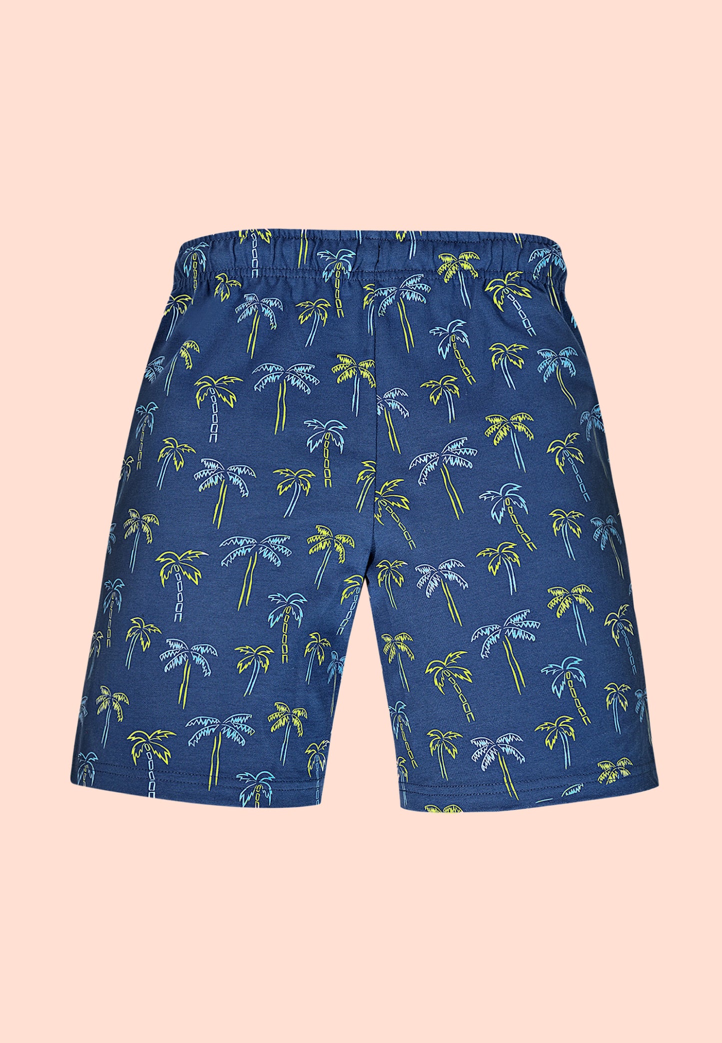 Tresnova Cotton Knit Half Sleeves Antimicrobial Finish Fruits Printed Oversized Drop Shoulder T-shirt And Shorts Set-Yellow, Navy