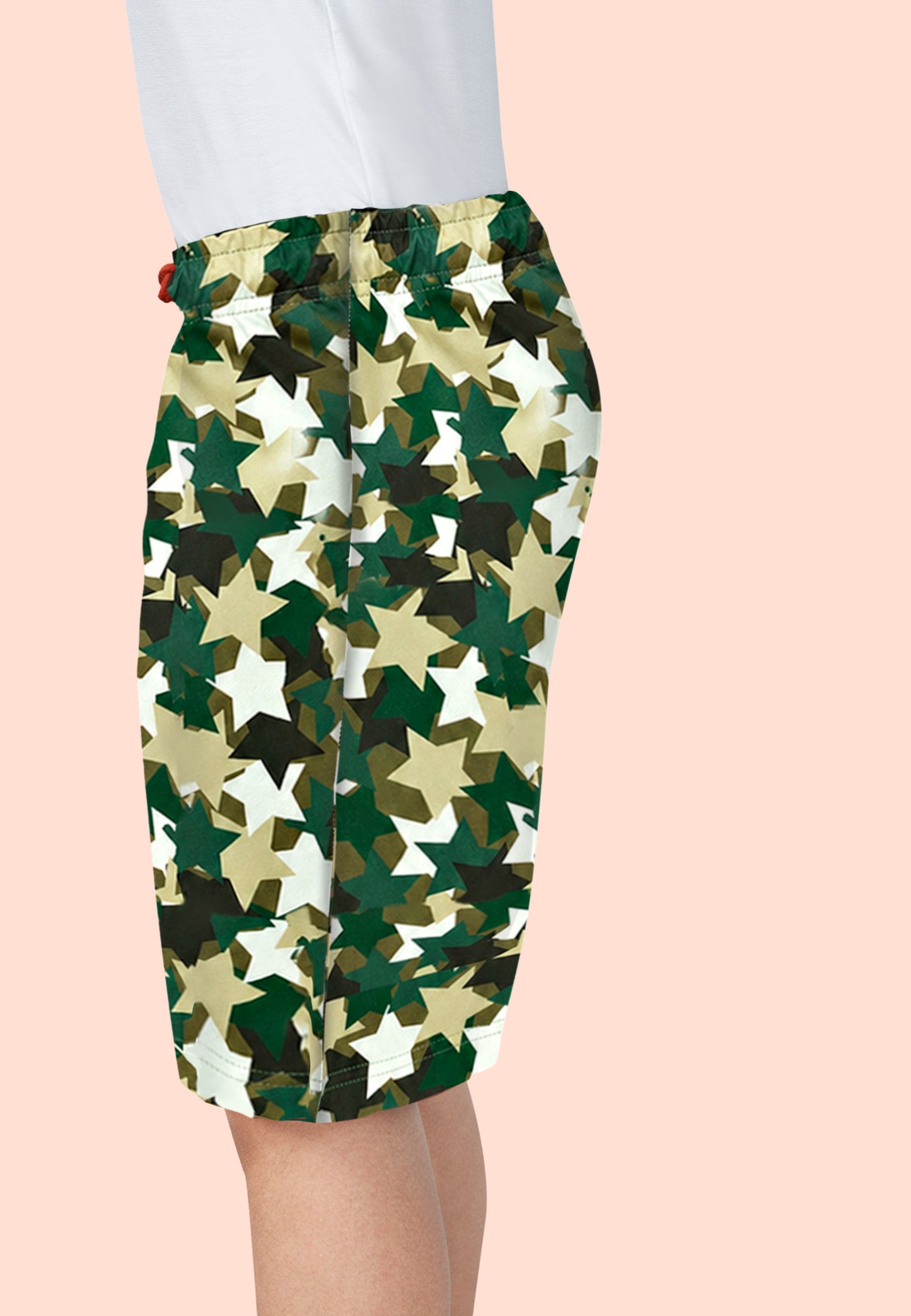 TRESNOVA Cotton Anti-Microbial & Smart Waistband Technology Camoflague Printed  Soft Shorts Pack of 2- Green & Orange
