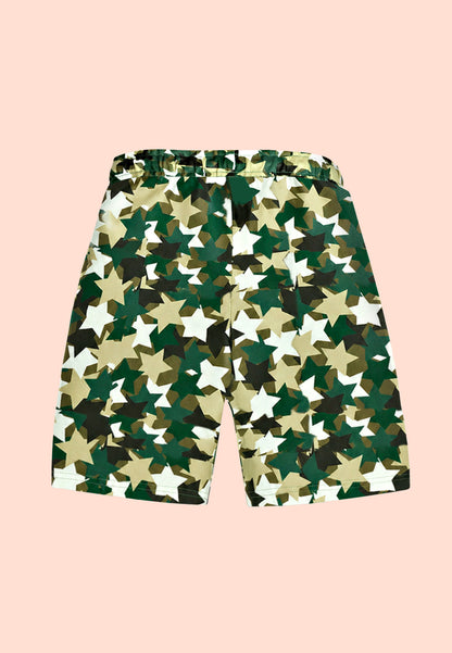 TRESNOVA Cotton Anti-Microbial & Smart Waistband Technology Camoflague Printed  Soft Shorts Pack of 2- Green & Orange