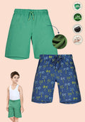 Soft Cotton Shorts for Boys ( Pack of 2) |  Anti-Bacterial Chemical Free Nightwear | Ages 2-16Y