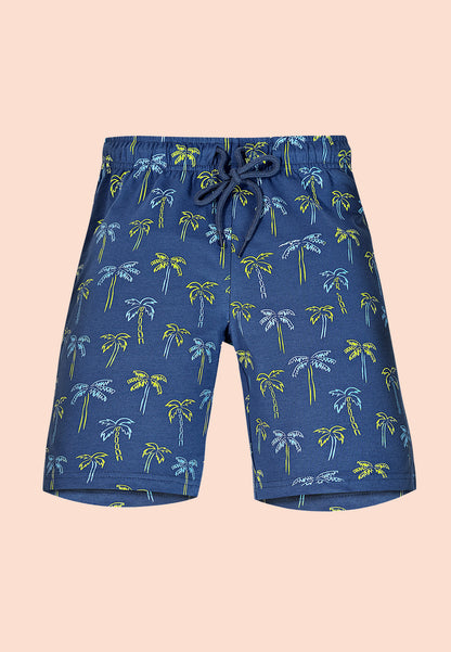TRESNOVA Cotton Anti-Microbial & Smart Waistband Technology Leaf Printed  Soft Shorts Pack of 2- Navy & Green