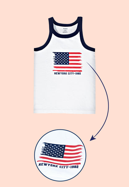 TRESNOVA Cotton  Anti-microbial Finish & Advanced ergonomic armhole technology Varsity Printed Soft Gym Vest Pack of 2 -Navy, White
