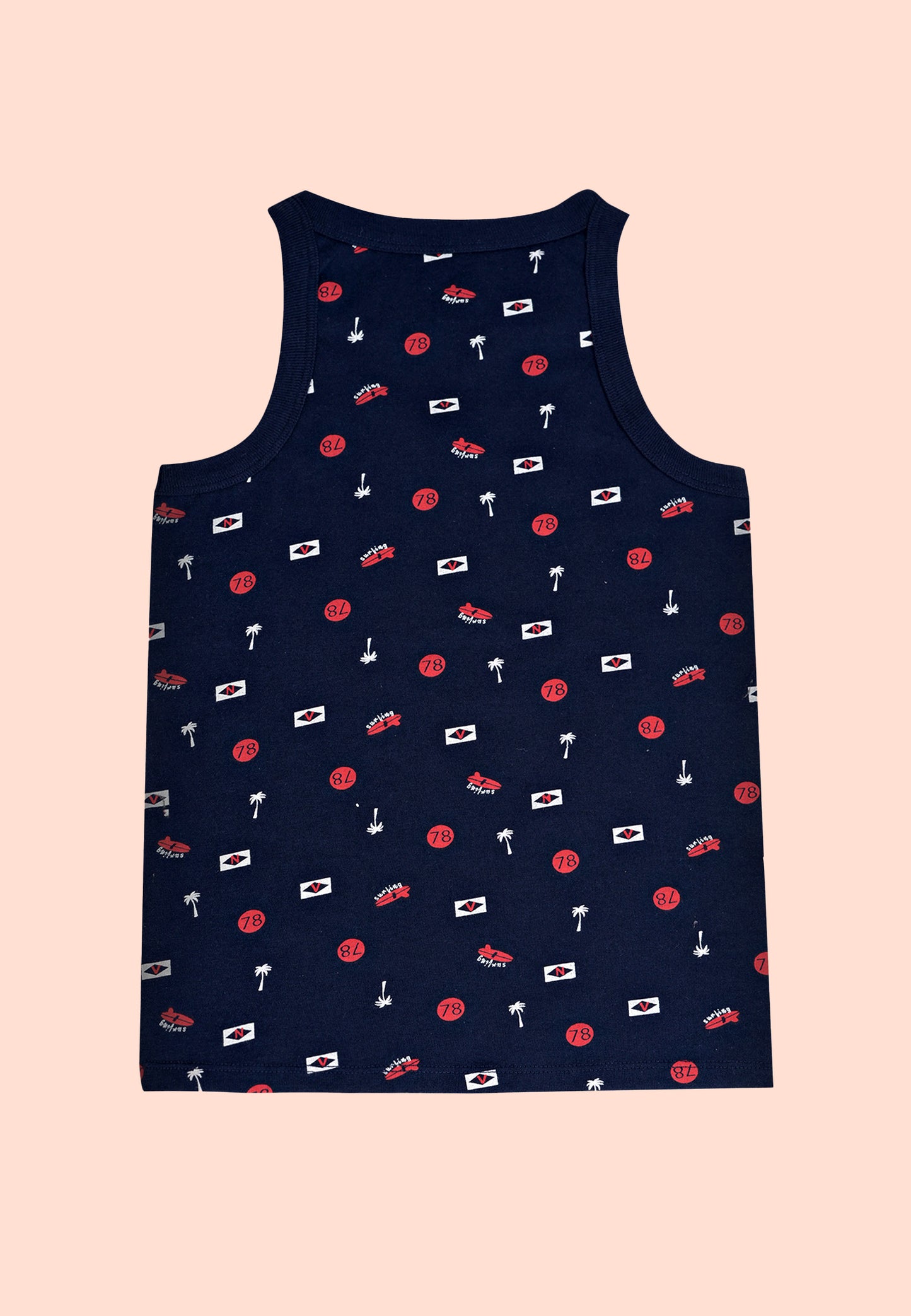 TRESNOVA Cotton  Anti-microbial Finish & Advanced ergonomic armhole technology Varsity Printed Soft Gym Vest Pack of 2 -Navy, White