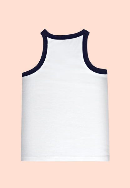 TRESNOVA Cotton  Anti-microbial Finish & Advanced ergonomic armhole technology Varsity Printed Soft Gym Vest Pack of 2 -Navy, White