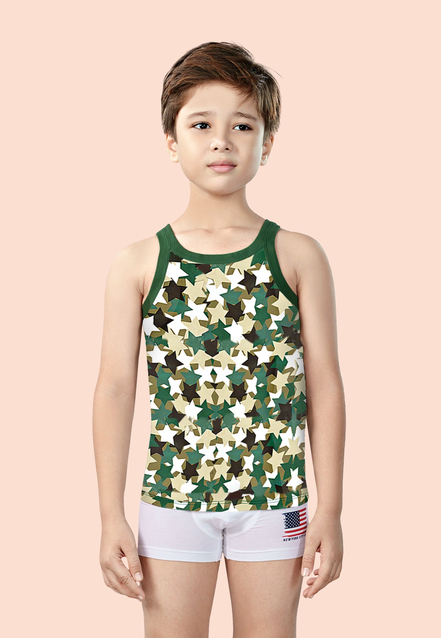 TRESNOVA Cotton  Anti-microbial Finish & Advanced ergonomic armhole technology Camflague printed Soft Gym Vest Pack of 2 -Green, Blue