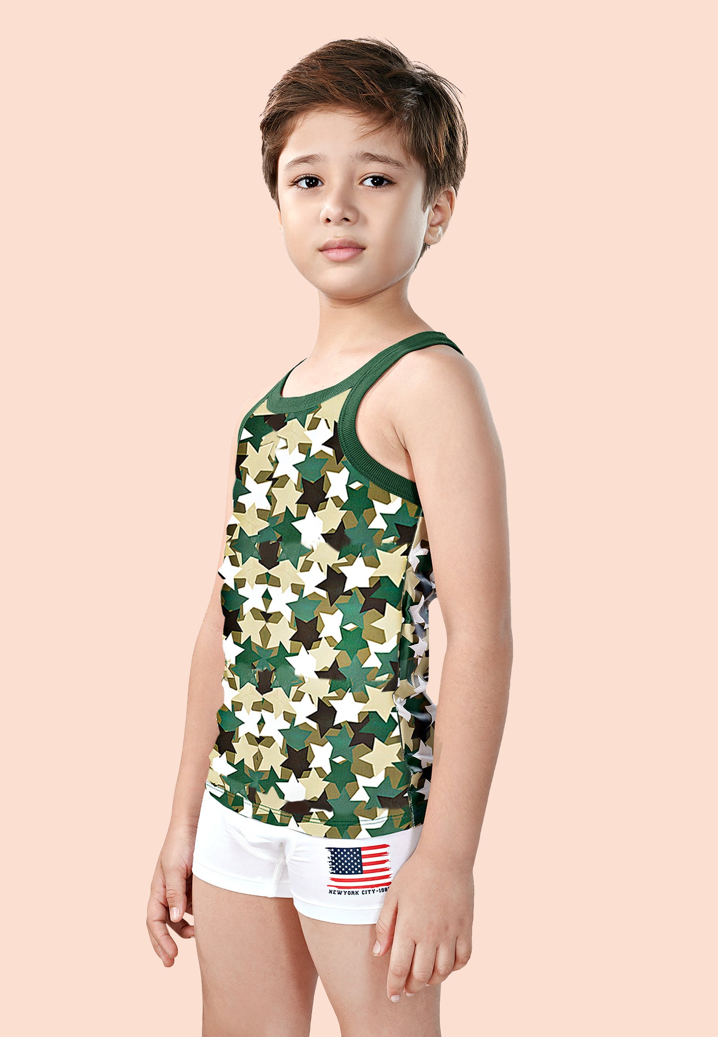 TRESNOVA Cotton  Anti-microbial Finish & Advanced ergonomic armhole technology Camflague printed Soft Gym Vest Pack of 2 -Green, Blue
