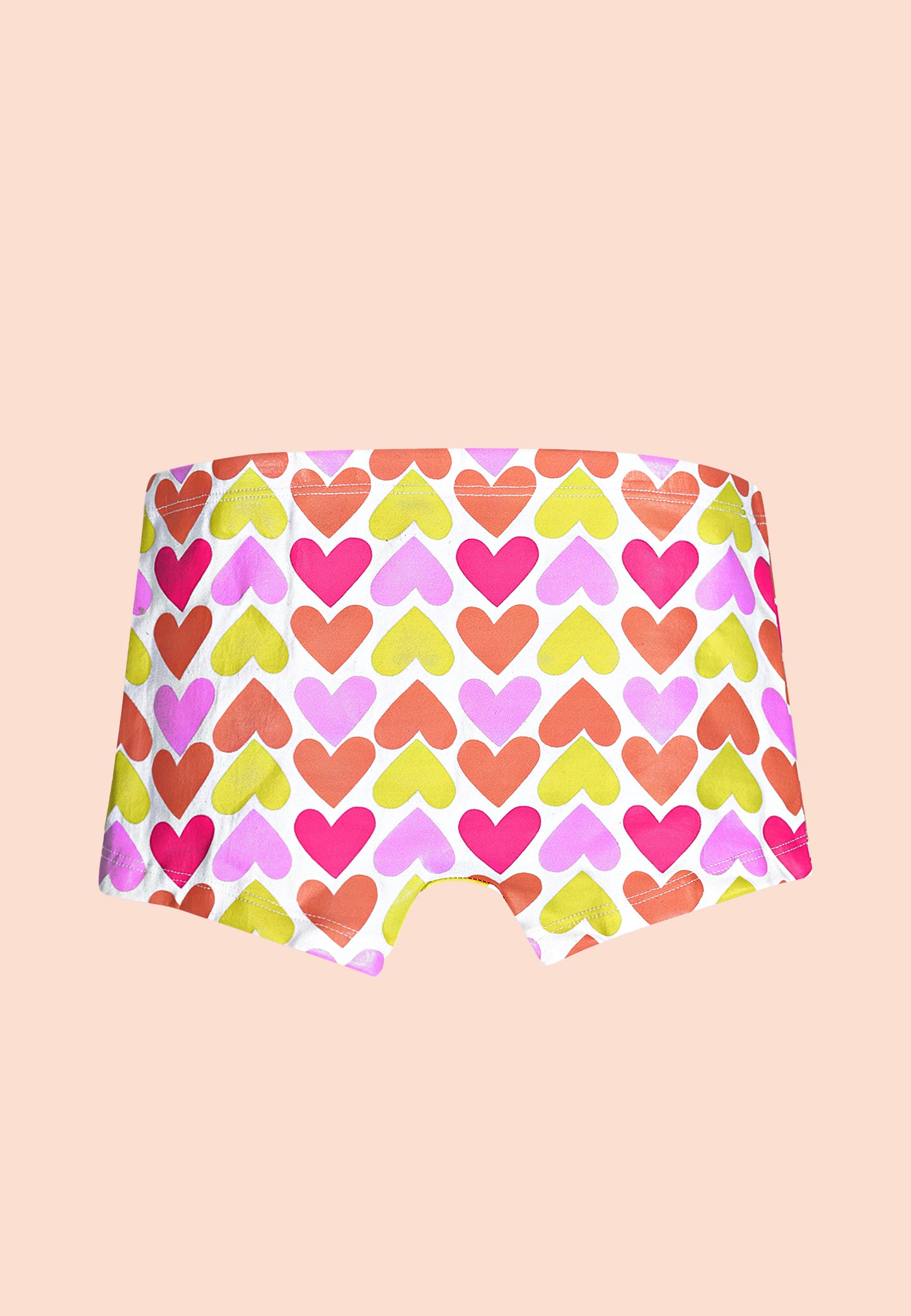 TRESNOVA Cotton Lycra Anti-microbial Finish & Smart Waistband Technology Heart Printed Soft Boxer PantiesPack of 3 - White, Red, Navy