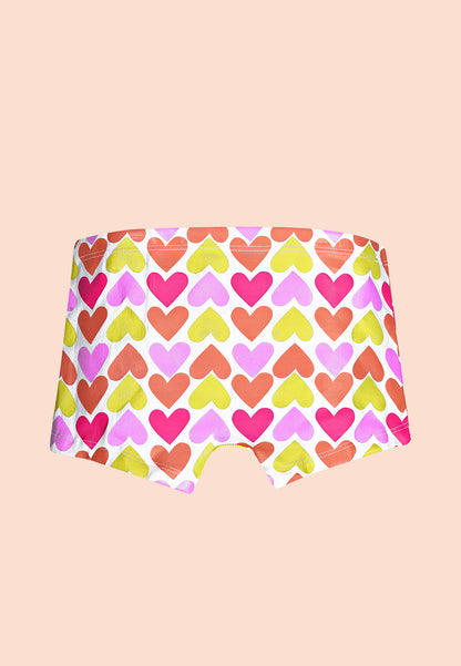 TRESNOVA Cotton Lycra Anti-microbial Finish & Smart Waistband Technology Heart Printed Soft Boxer PantiesPack of 3 - White, Red, Navy