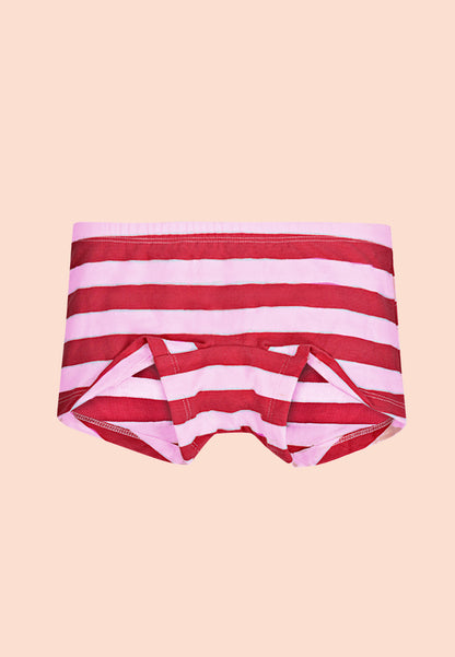 TRESNOVA Cotton Lycra Anti-microbial Finish & Smart Waistband Technology Heart Printed Soft Boxer PantiesPack of 3 - White, Red, Navy