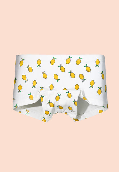 TRESNOVA Cotton Lycra Anti-microbial Finish & Smart Waistband Technology Fruits Printed Soft Boxer PantiesPack of 3 - White,Pink , Yellow