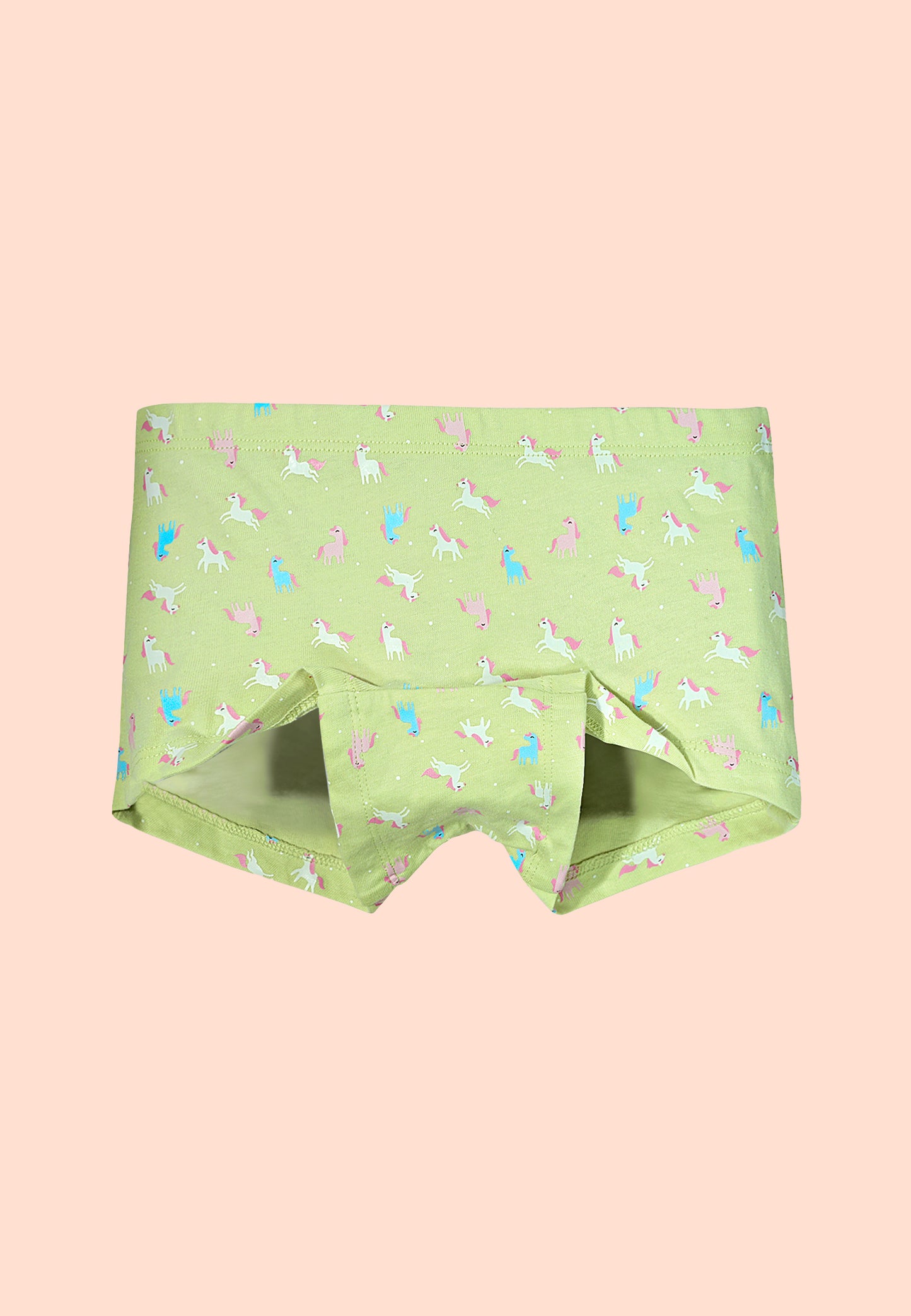 TRESNOVA Cotton Lycra Anti-microbial Finish & Smart Waistband Technology Unicorn Printed Soft Boxer PantiesPack of 3 - Green, Pink , Lavender