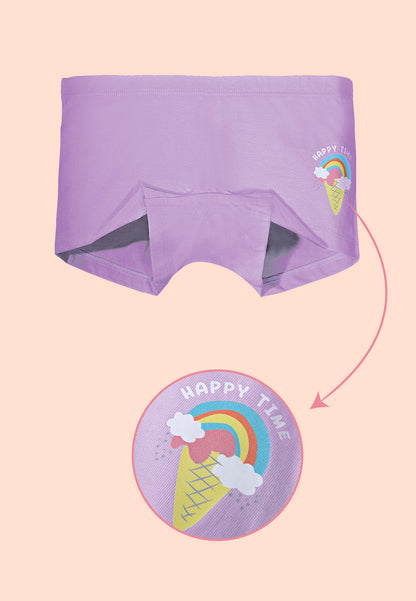 TRESNOVA Cotton Lycra Anti-microbial Finish & Smart Waistband Technology Unicorn Printed Soft Boxer PantiesPack of 3 - Green, Pink , Lavender