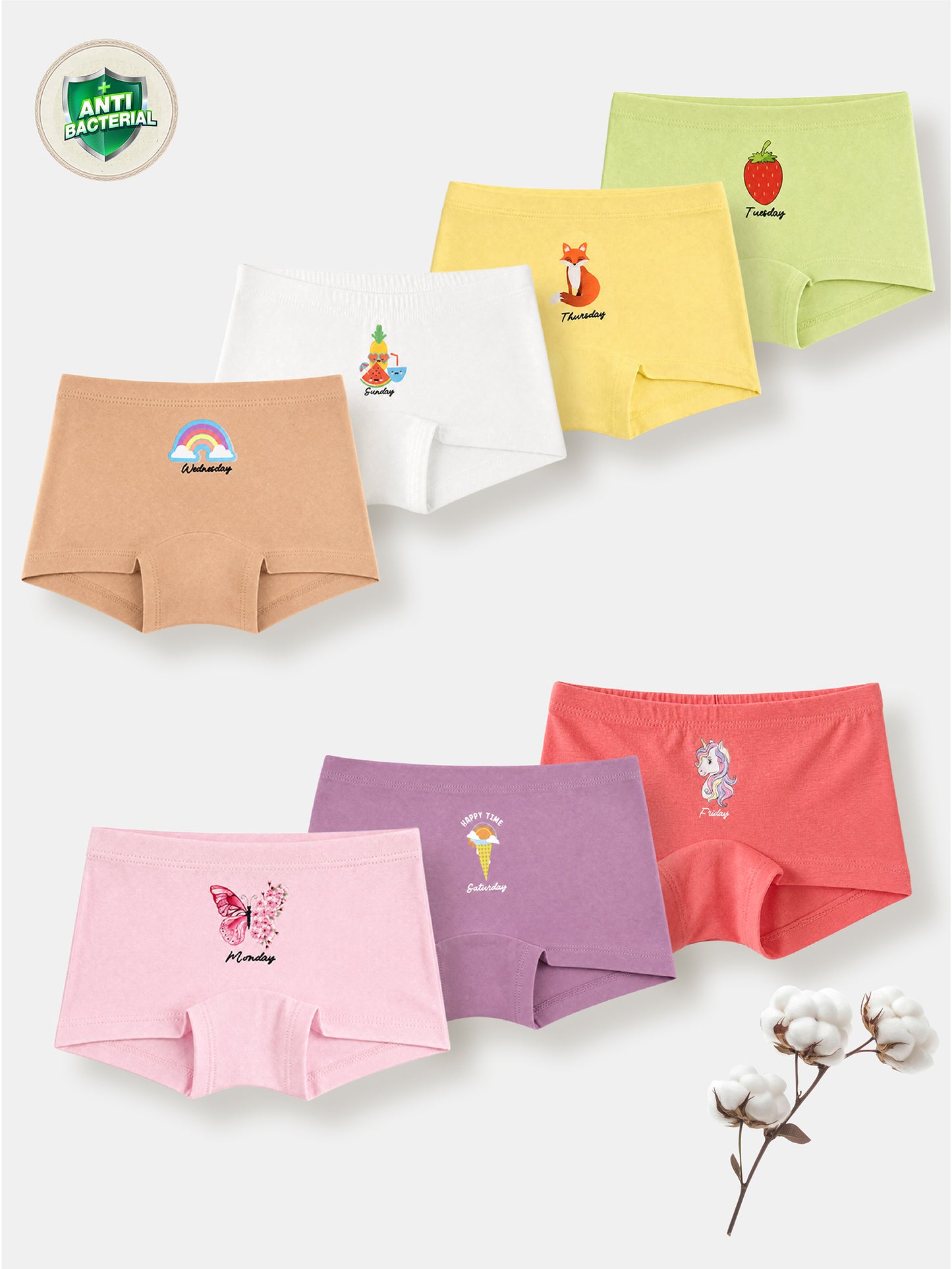 Pure Cotton Days of the Week Boxer Panties- Pack of 7