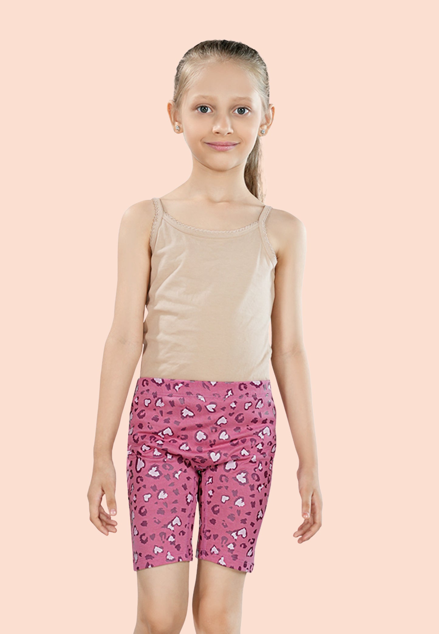 TRESNOVA Cotton Lycra Anti-microbial Finish & Smart Waistband Technology Leopard Printed Soft Cycling shorts Pack of 3 - Pink, Coral,  Black
