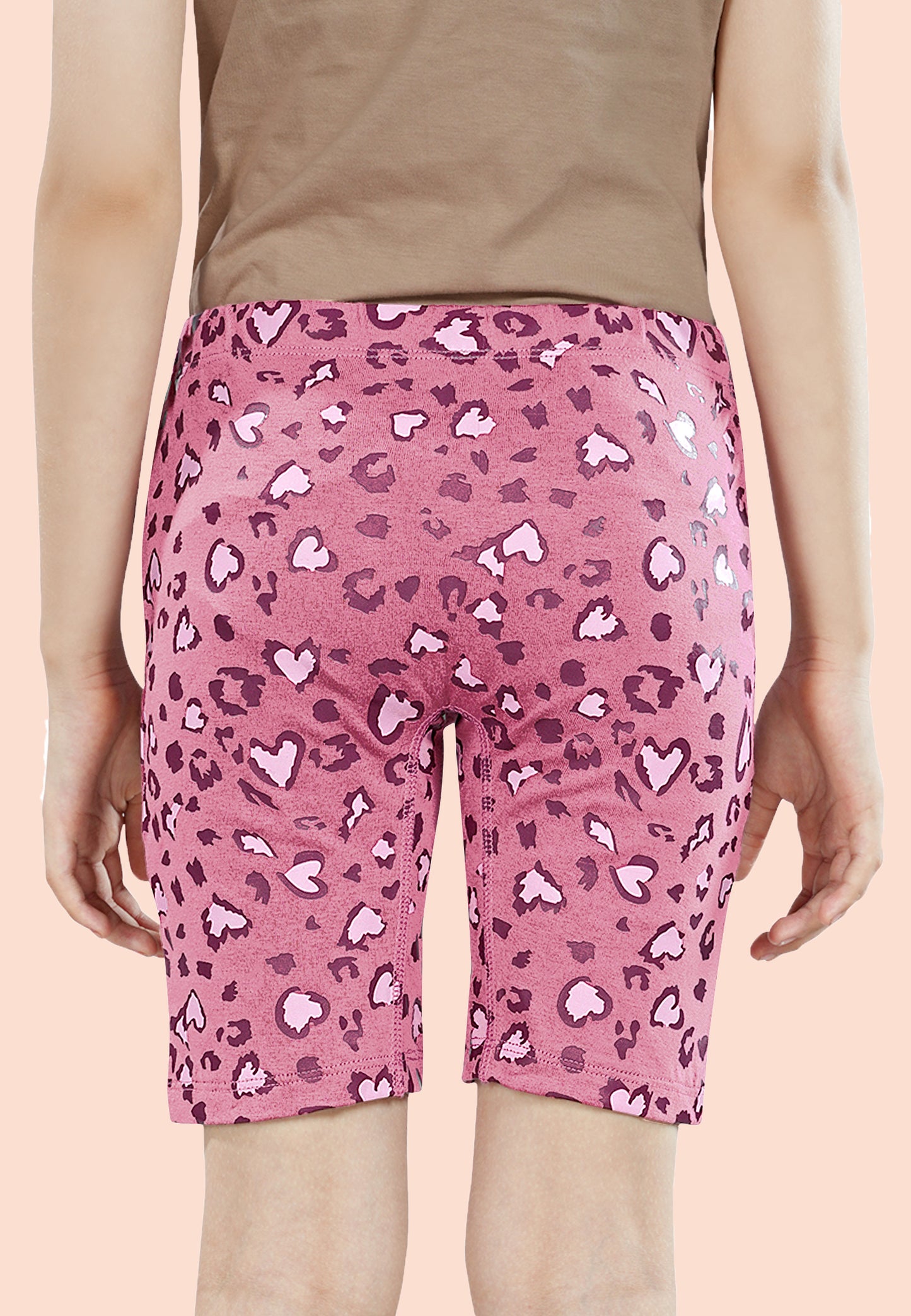 TRESNOVA Cotton Lycra Anti-microbial Finish & Smart Waistband Technology Leopard Printed Soft Cycling shorts Pack of 3 - Pink, Coral,  Black