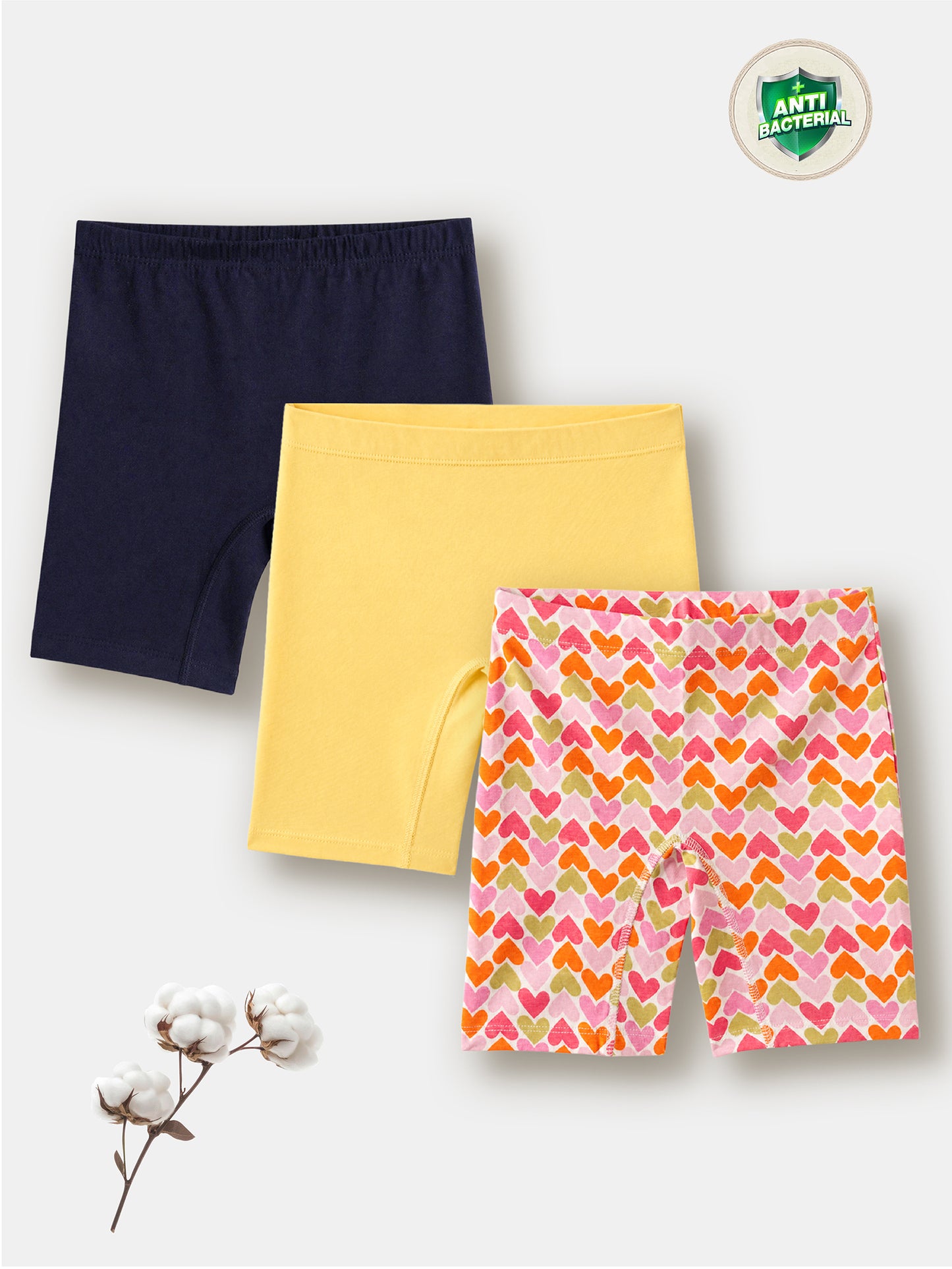 Soft Cotton Cycling shorts For Girls ( Pack of 3) | Anti-bacterial Kids Innershorts | Ages 2-16Y