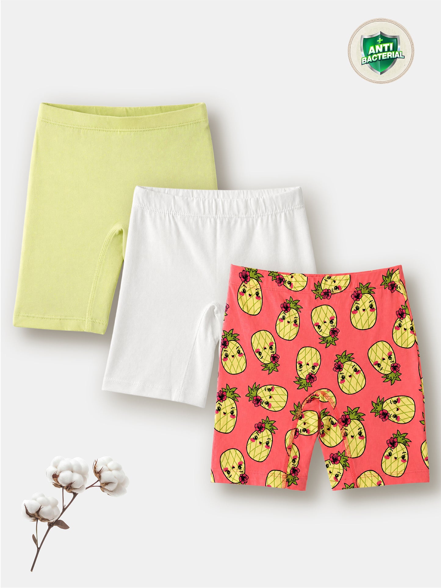 Soft Cotton Cycling shorts For Girls ( Pack of 3) | Anti-bacterial Kids Innershorts | Ages 2-16Y (Copy)