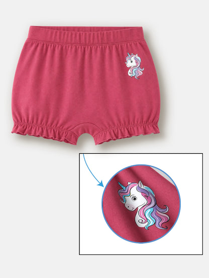 Soft Cotton Bloomer Panties For Girls ( Pack of 3) | Anti-Bacterial Kids Underwear | Ages 2-12Y Lycra Anti-microbial Finish & Smart Waistband Technology Heart Printed Soft Boxer PantiesPack of 3 - White, Red, Navy (Copy) (Copy) (Copy)