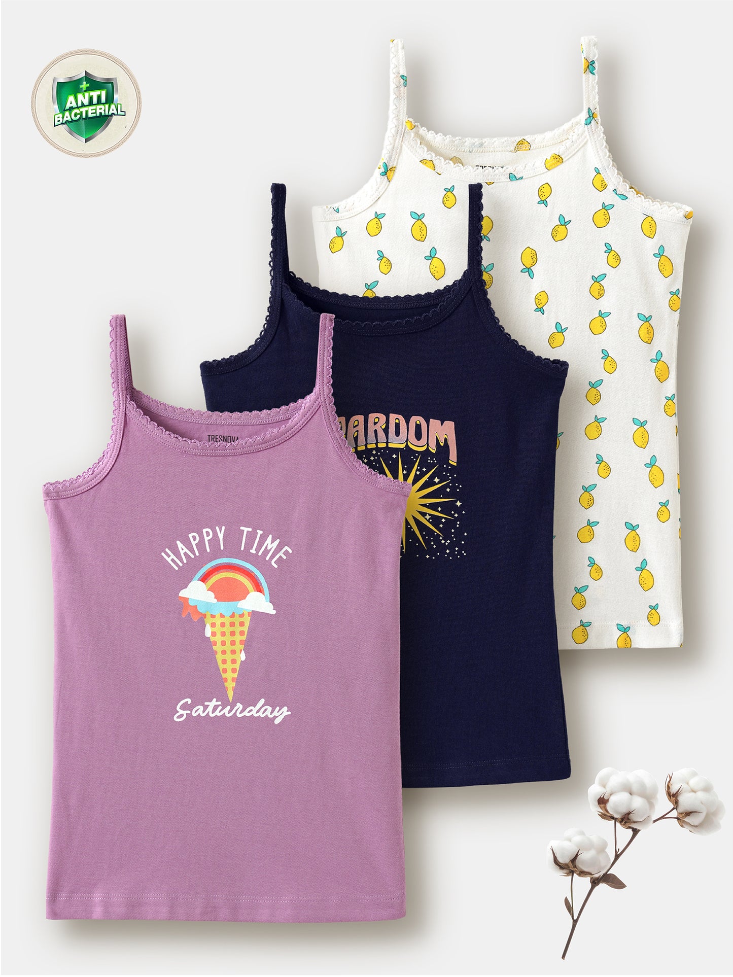 Pure Cotton Camisoles-Pack of 3