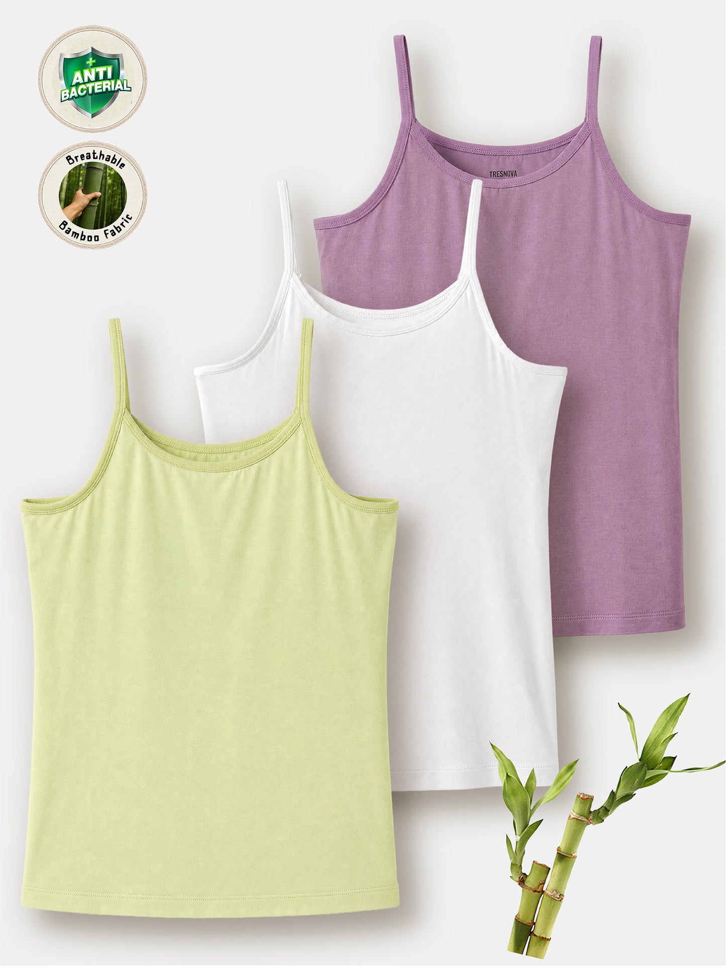Supersoft Bamboo Camisoles for Girls (Pack of3) | Chemical Free Anti-Bacterial Kids Underwear | Ages 8-16Y