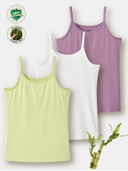 Supersoft Bamboo Camisoles for Girls (Pack of3) | Chemical Free Anti-Bacterial Kids Underwear | Ages 8-16Y