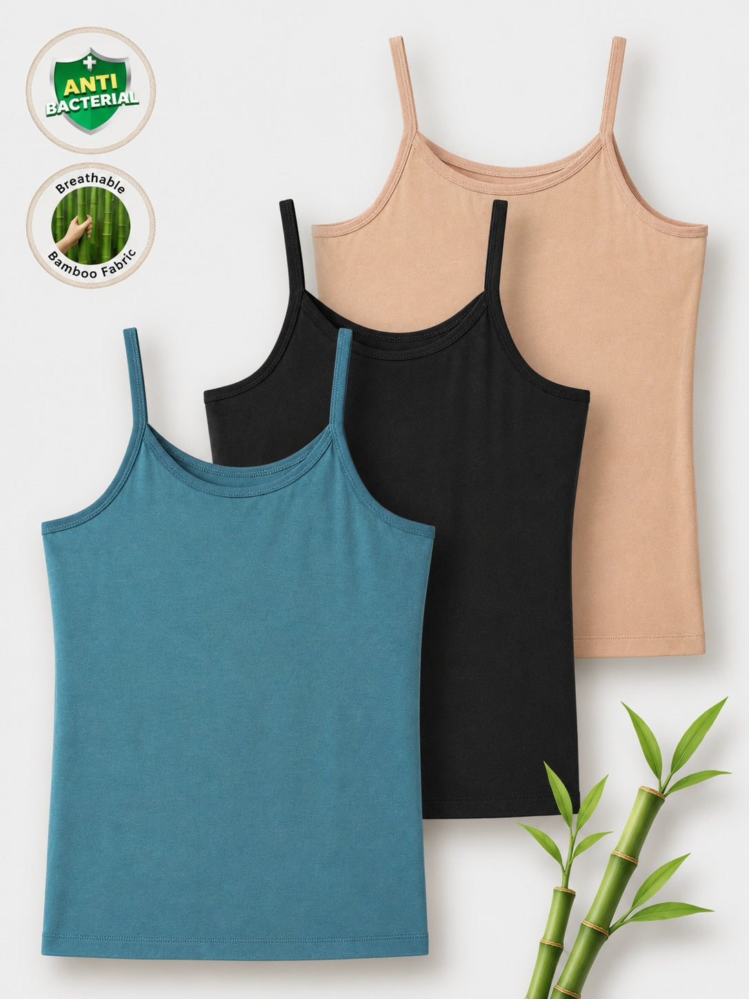 Supersoft Bamboo Camisoles for Girls (Pack of3) | Chemical Free Anti-Bacterial Kids Underwear | Ages 8-16Y (Copy)