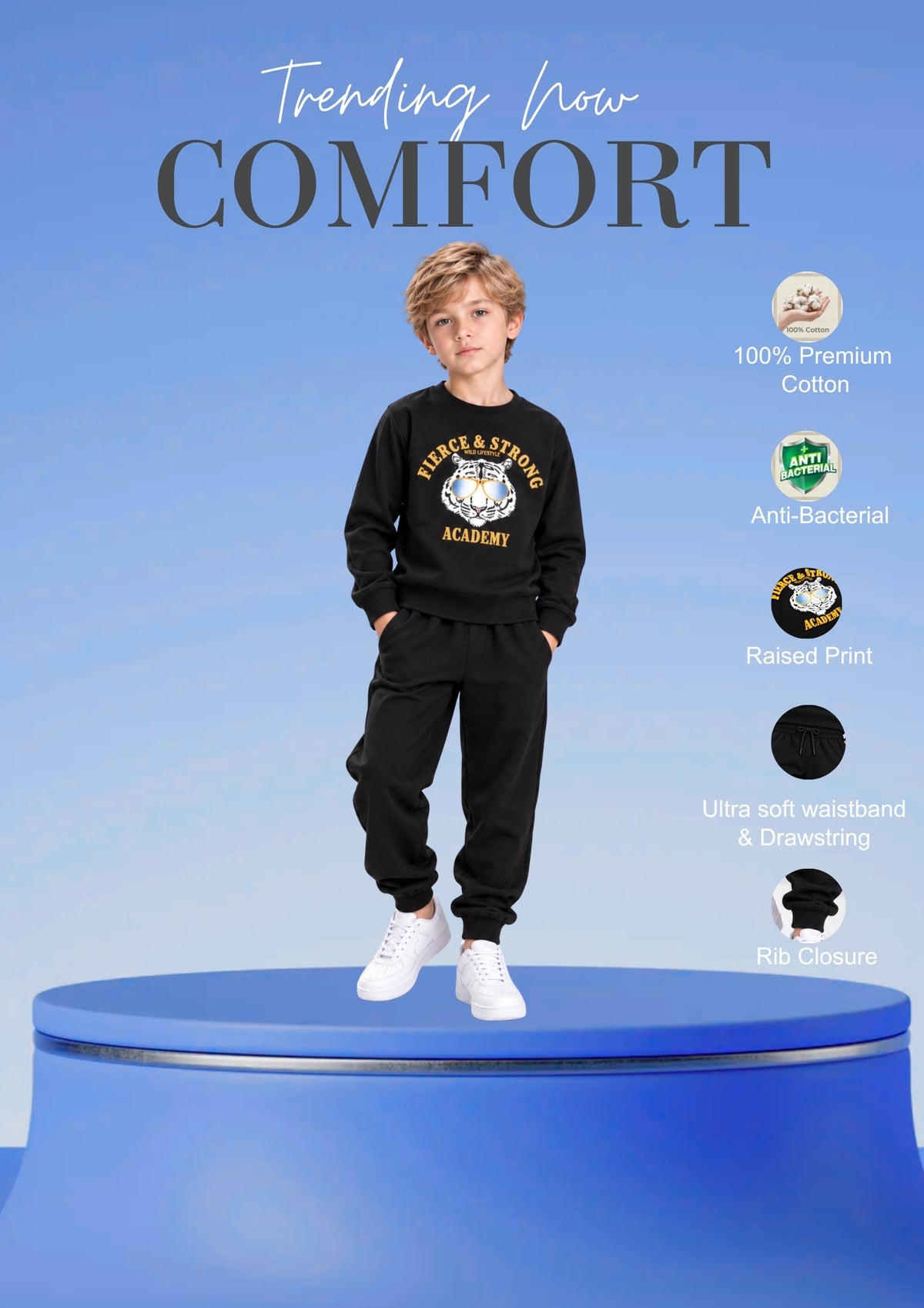 Soft Cotton Pyjama Set for Boys ( 1 Set) |  Anti-Bacterial Chemical Free Nightwear | Ages 2-16Y