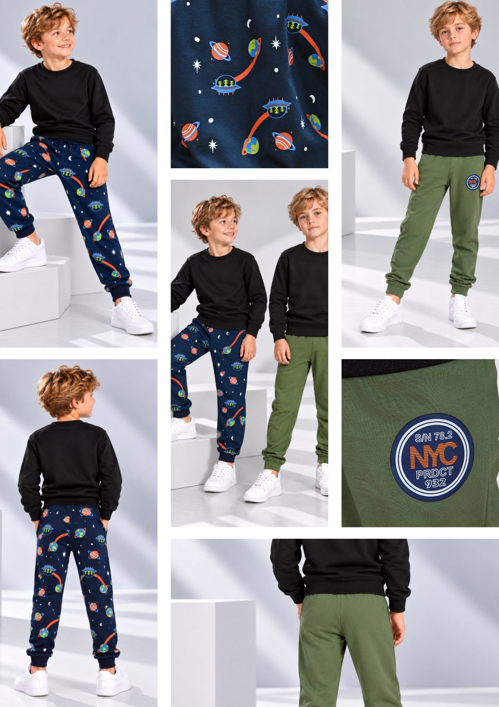 Soft Cotton Joggers for Boys ( Pack of 2) |  Anti-Bacterial Chemical Free Outerwear | Ages 2-16Y