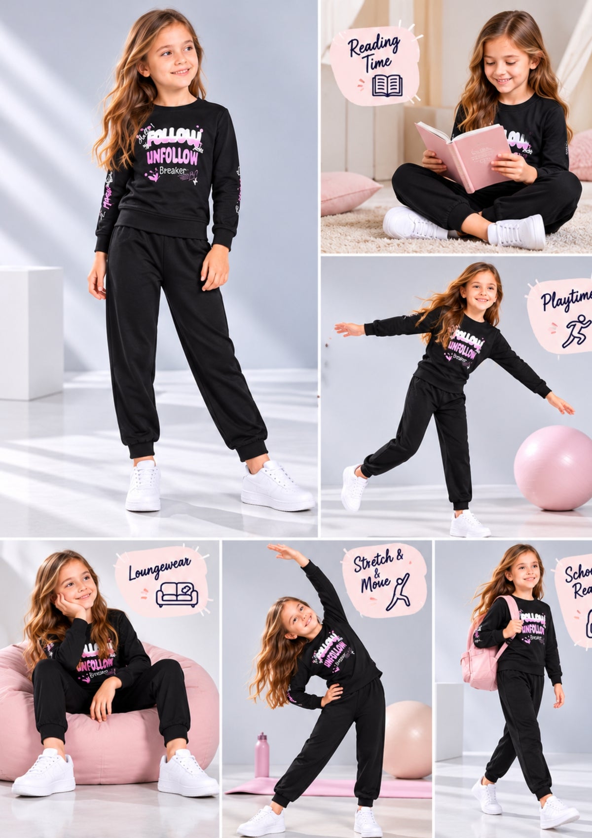 Soft Cotton Pyjama Set for Girls ( 1 Set) |  Anti-Bacterial Chemical Free Nightwear | Ages 2-16Y