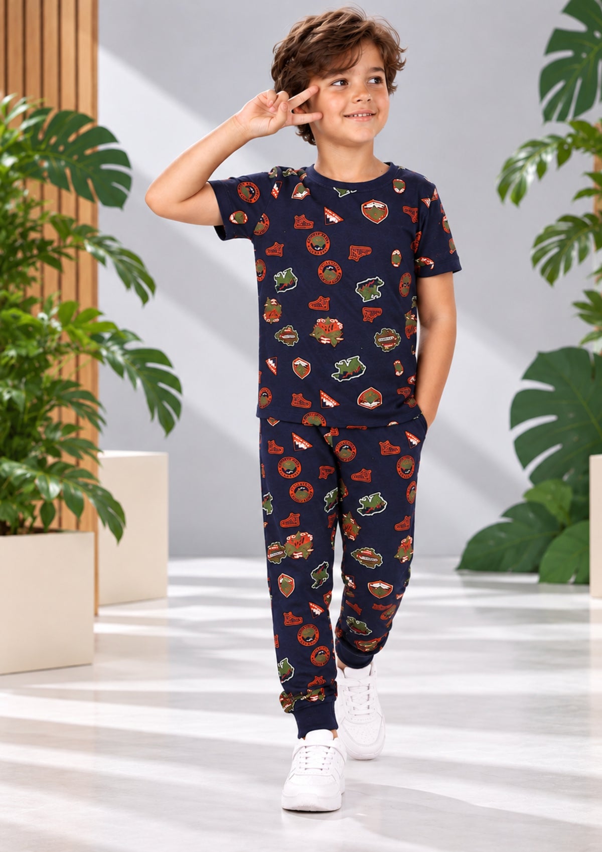 Soft Cotton Pyjama Set for Boys ( 1 Set) |  Anti-Bacterial Chemical Free Nightwear | Ages 2-16Y