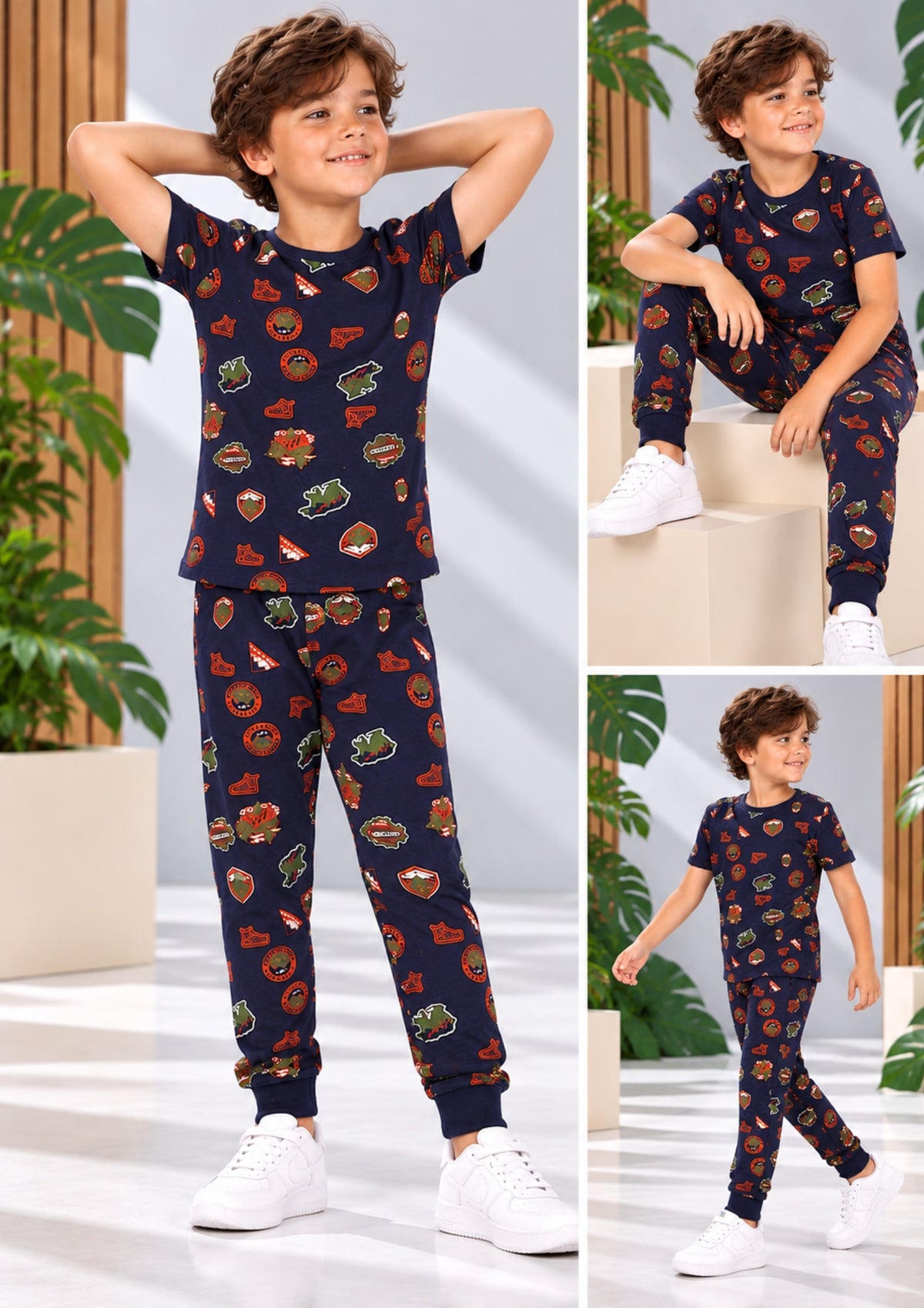 Soft Cotton Pyjama Set for Boys ( 1 Set) |  Anti-Bacterial Chemical Free Nightwear | Ages 2-16Y