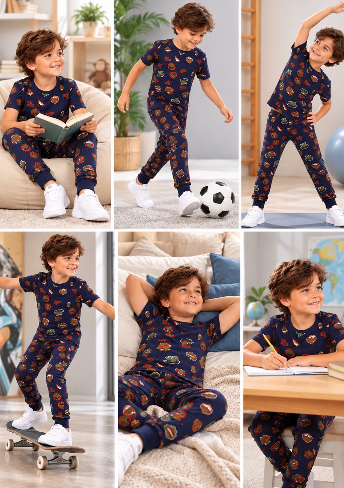 Soft Cotton Pyjama Set for Boys ( 1 Set) |  Anti-Bacterial Chemical Free Nightwear | Ages 2-16Y