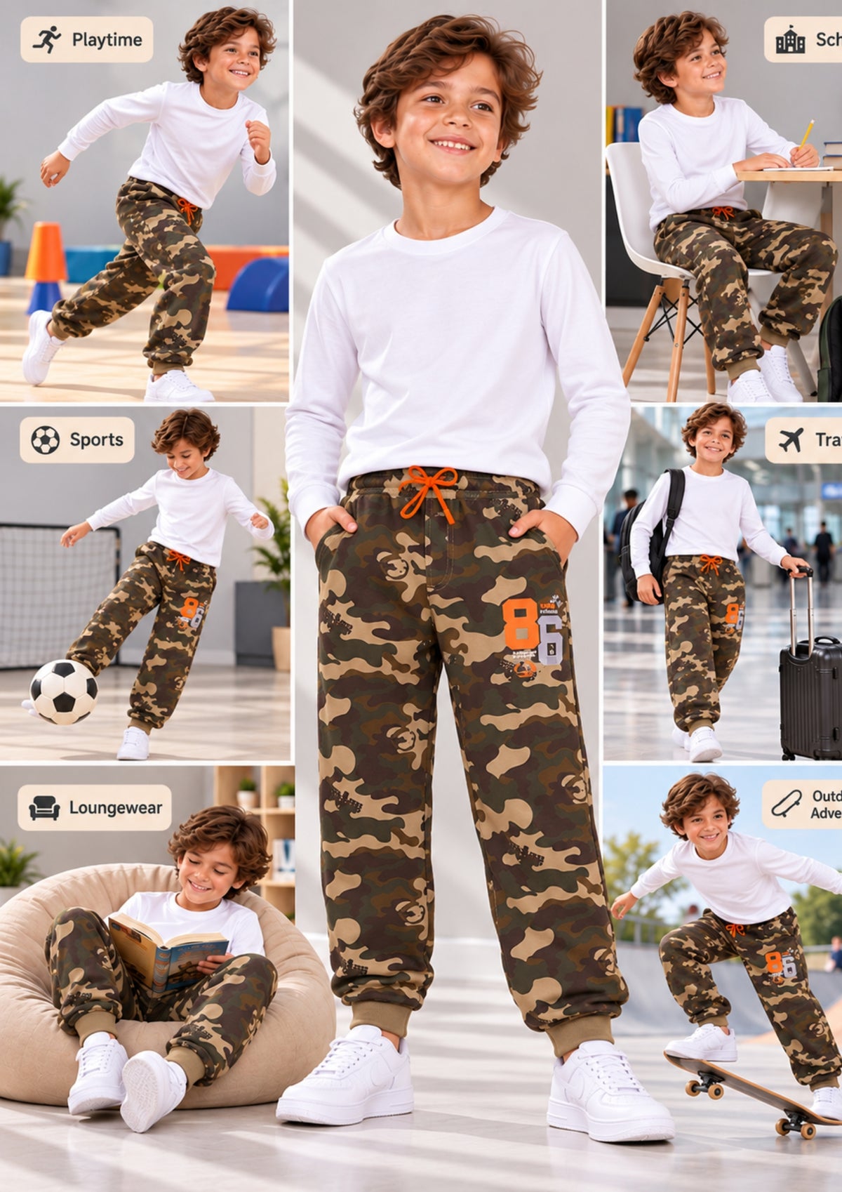 Soft Cotton Fashion Joggers for Boys |  Anti-Bacterial Chemical Free Outerwear | Ages 2-16Y