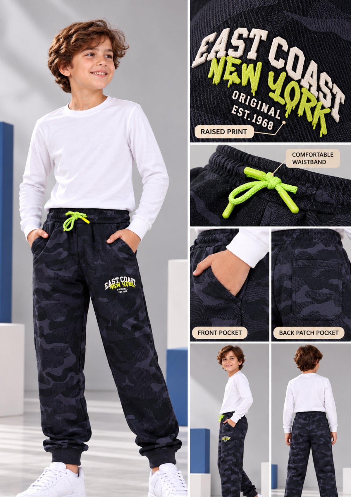 Soft Cotton Fashion Joggers for Boys |  Anti-Bacterial Chemical Free Outerwear | Ages 2-16Y