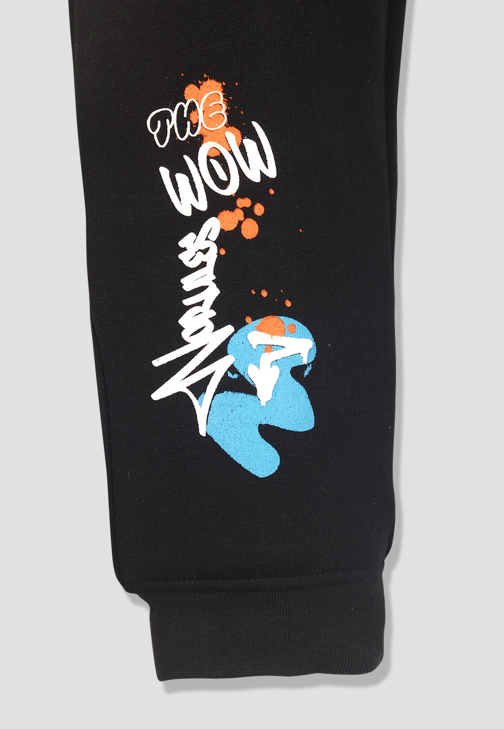 Graffiti Print Boys Joggers – Cotton Terry Lounge Pant-1 Pc, Black