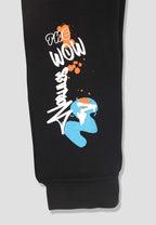 Graffiti Print Boys Joggers – Cotton Terry Lounge Pant-1 Pc, Black