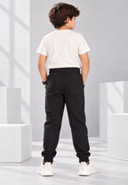 Graffiti Print Boys Joggers – Cotton Terry Lounge Pant-1 Pc, Black