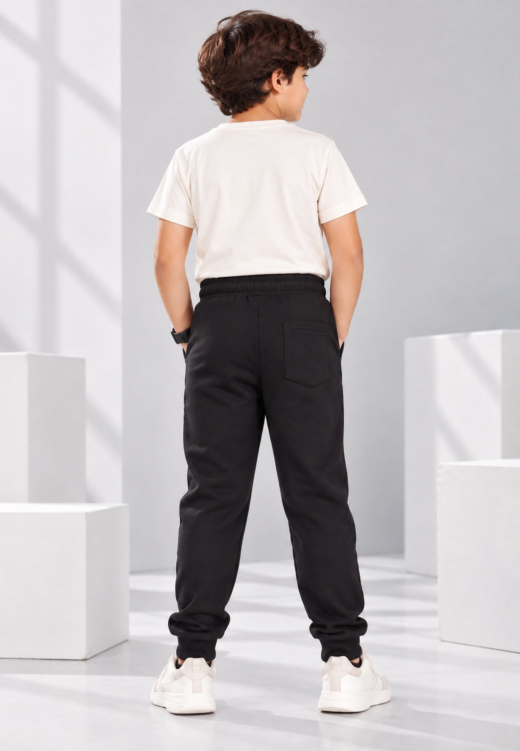 Graffiti Print Boys Joggers – Cotton Terry Lounge Pant-1 Pc, Black