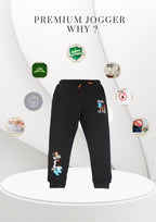 Graffiti Print Boys Joggers – Cotton Terry Lounge Pant-1 Pc, Black