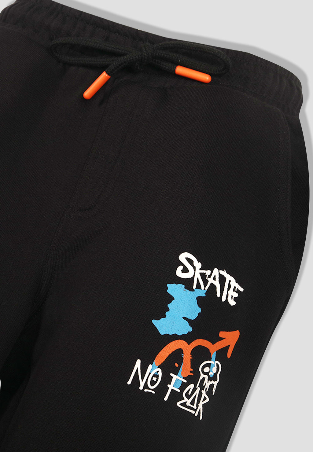 Graffiti Print Boys Joggers – Cotton Terry Lounge Pant-1 Pc, Black