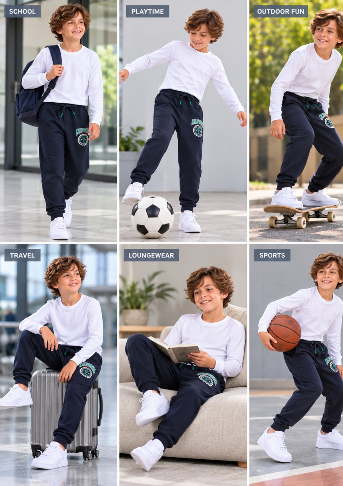 Soft Cotton Fashion Joggers for Boys |  Anti-Bacterial Chemical Free Outerwear | Ages 2-16Y