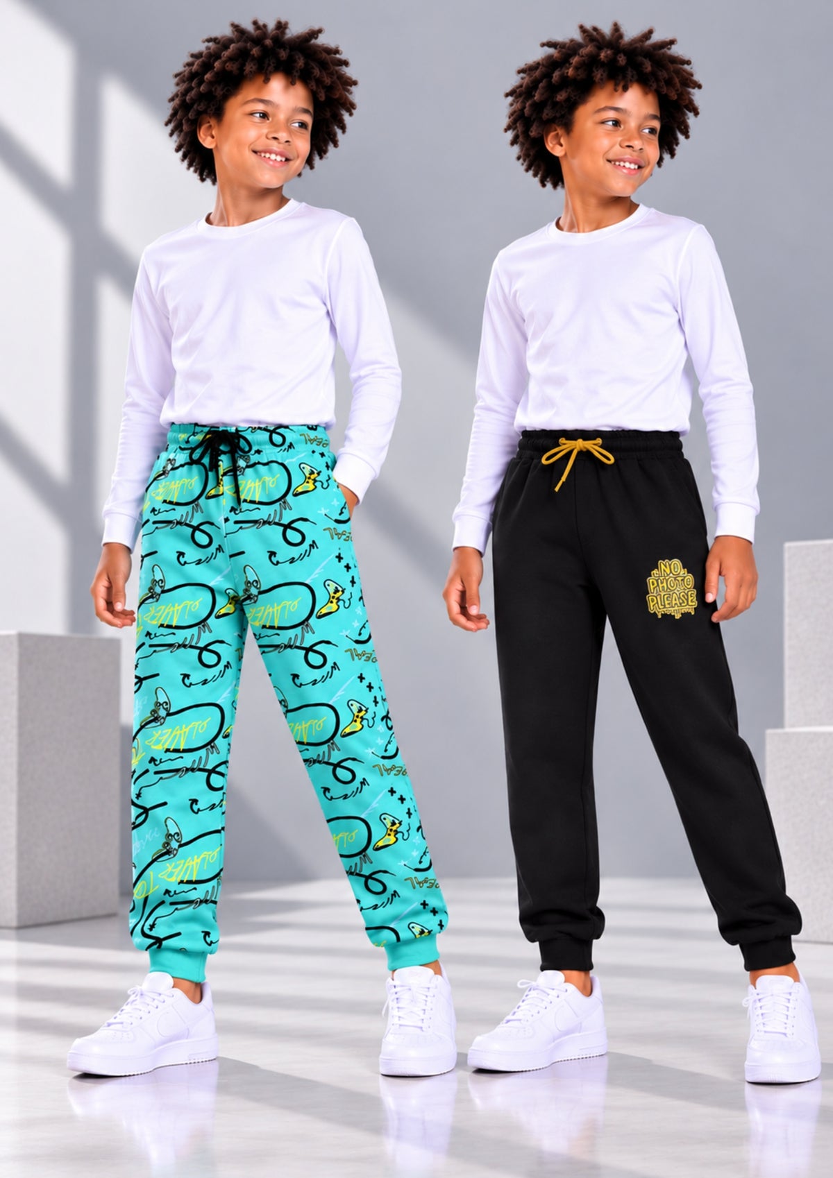 Soft Cotton Joggers for Boys ( Pack of 2) |  Anti-Bacterial Chemical Free Outerwear | Ages 2-16Y