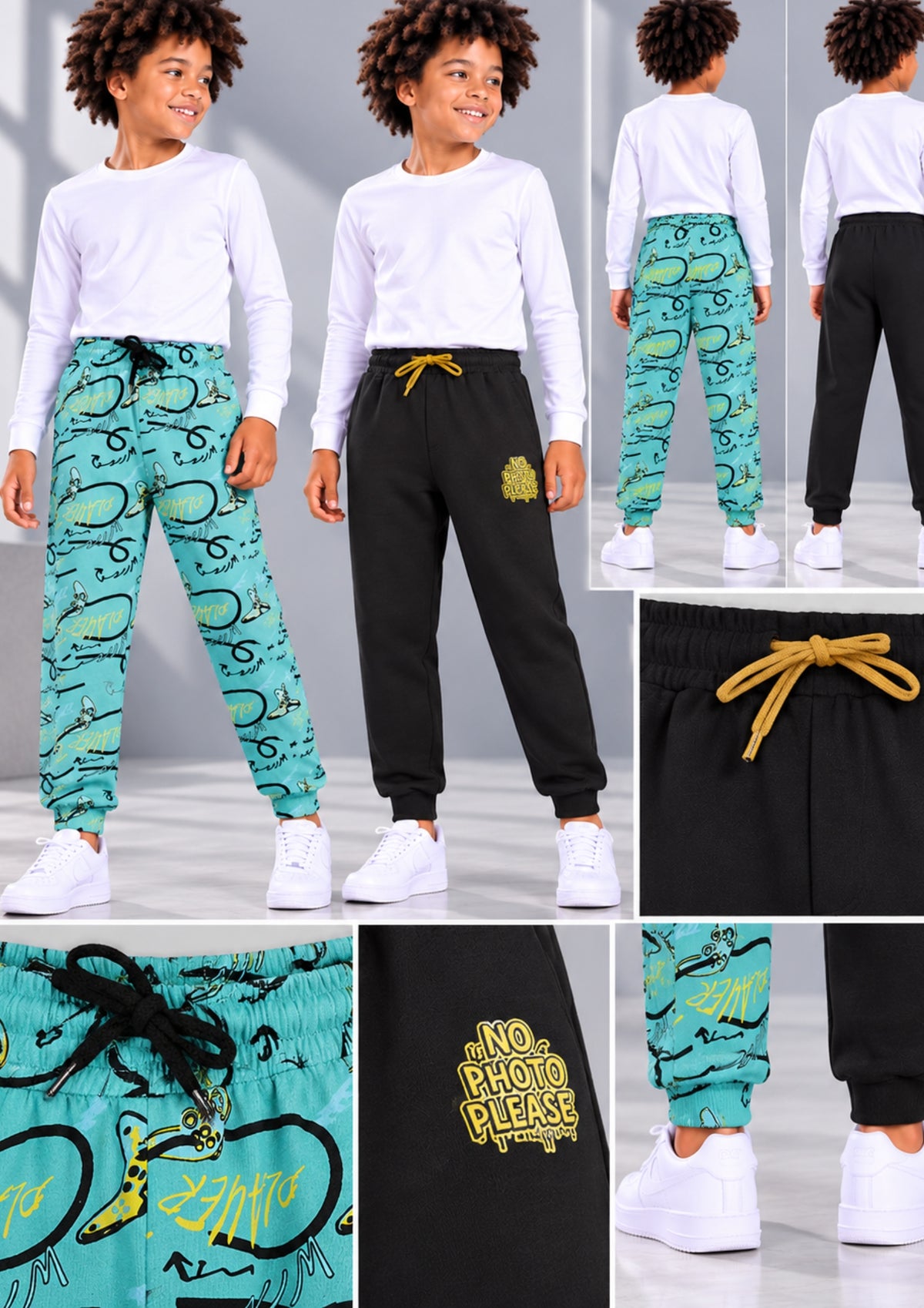 Soft Cotton Joggers for Boys ( Pack of 2) |  Anti-Bacterial Chemical Free Outerwear | Ages 2-16Y