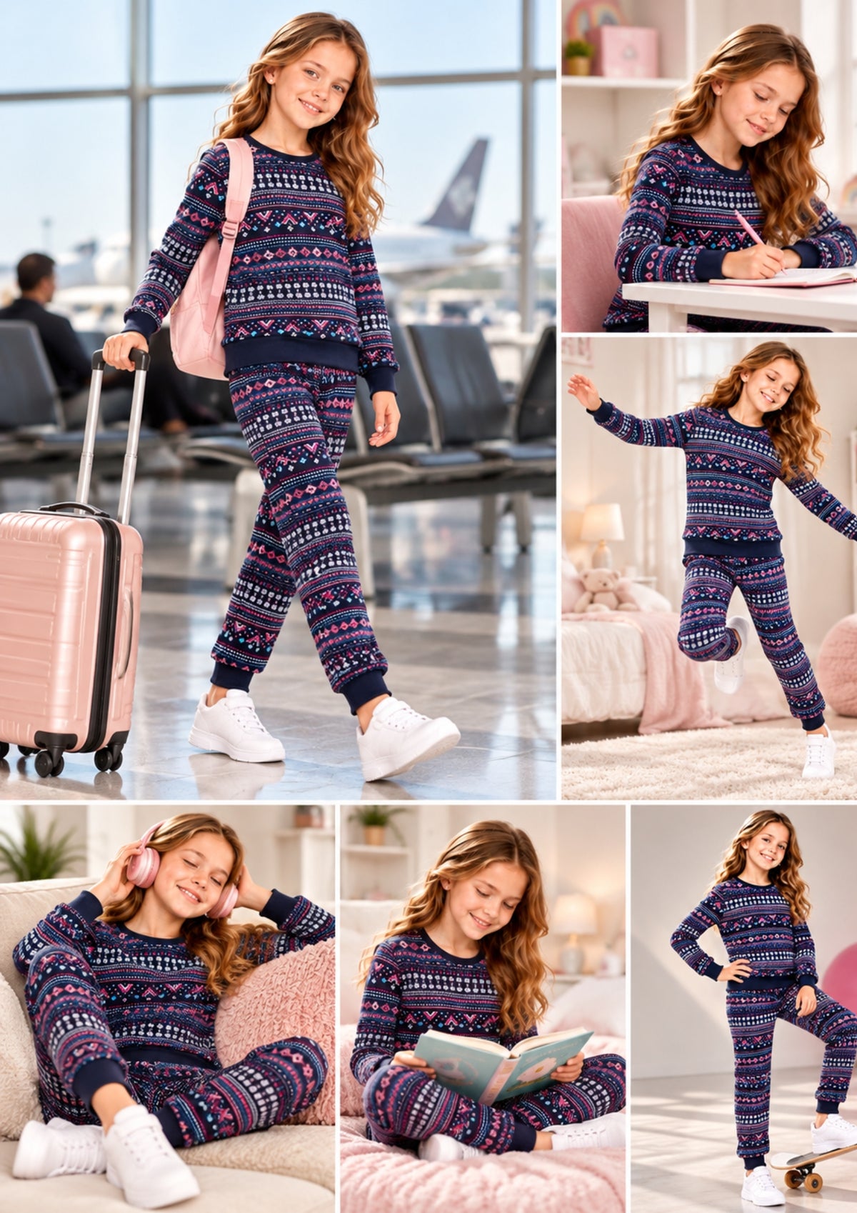 Soft Cotton Pyjama Set for Girls ( 1 Set) |  Anti-Bacterial Chemical Free Nightwear | Ages 2-16Y