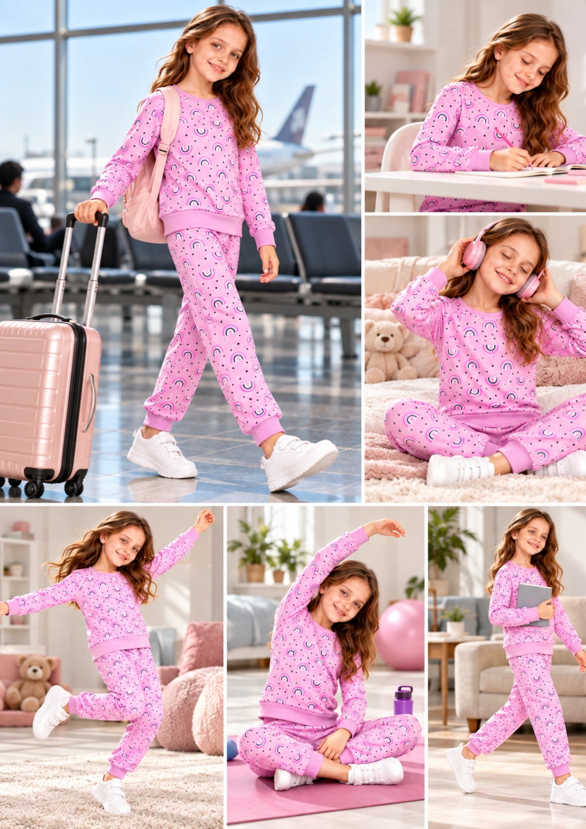 Soft Cotton Pyjama Set for Girls ( 1 Set) |  Anti-Bacterial Chemical Free Nightwear | Ages 2-16Y