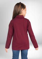 Turtle Neck Winter T-Shirt for Girls – Cotton Full Sleeve-2 Pcs, Burgundy & Navy