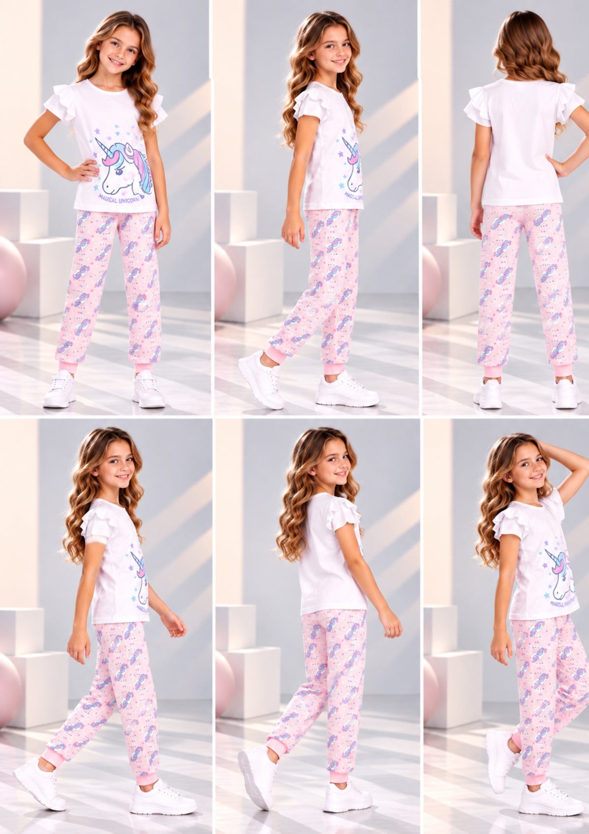 Soft Cotton Pyjama Set for Girls ( 1 Set) |  Anti-Bacterial Chemical Free Nightwear | Ages 2-16Y