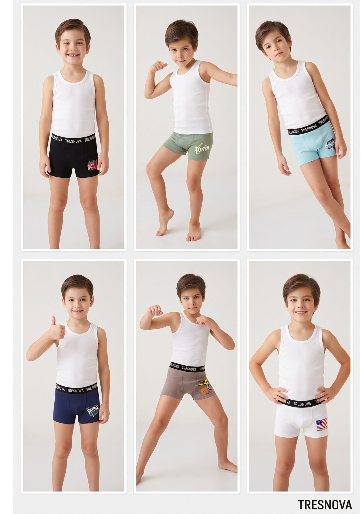 USA Print Boys Boxer Briefs – Pack of 6 (Bamboo)