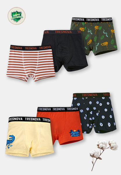 Football Print Boys Boxer Briefs – Pack of 6 (Cotton Lycra)
