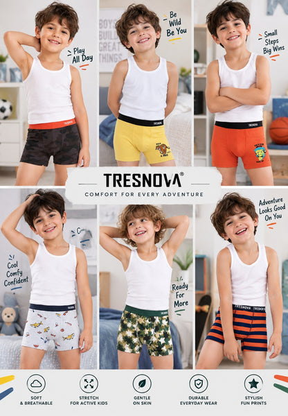 Camouflage Print Boys Boxer Briefs – Pack of 6 (Cotton Lycra)